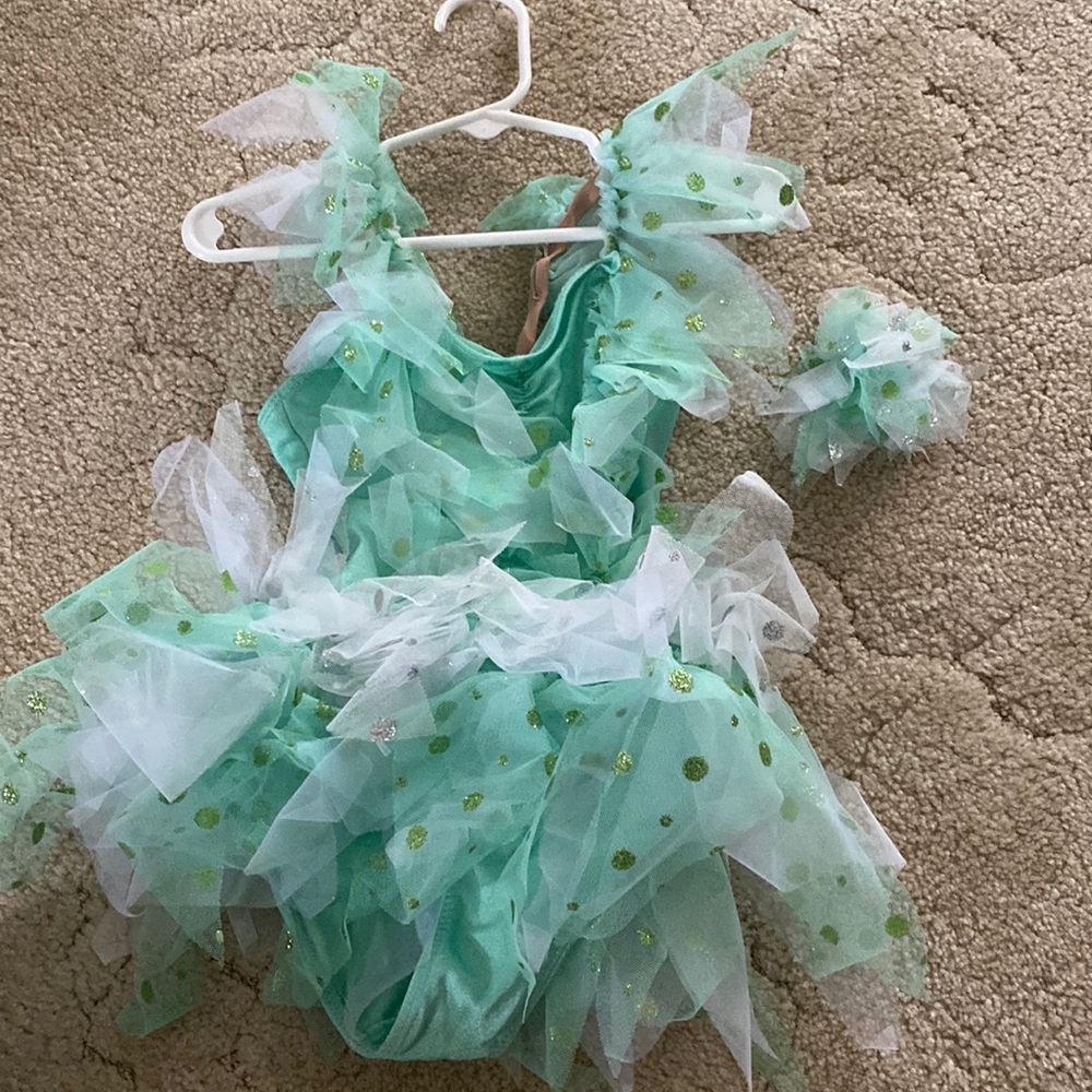 Weissman tulle white sea foam green fairy costume dance hairpiece size XS child